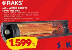 RAKS MİKA W2500 2300 W DUVAR TİPİ ISITICI
